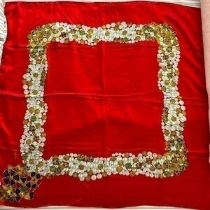 Chanel Red Silk Scarf